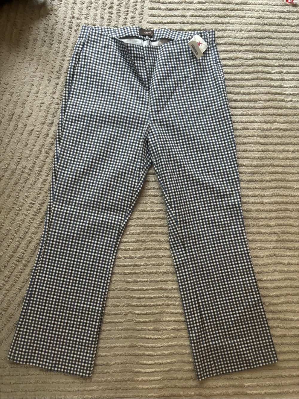 Crosby Navy and White Gingham Women’s Pants - New With Tags - Size 6